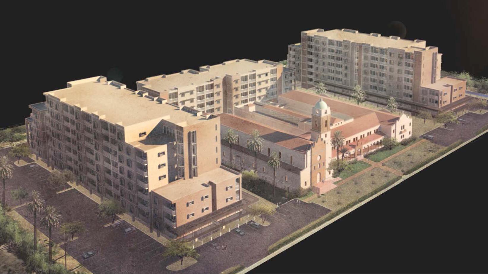 Plan unveiled for 7-story apartments beside Benedictine Monastery